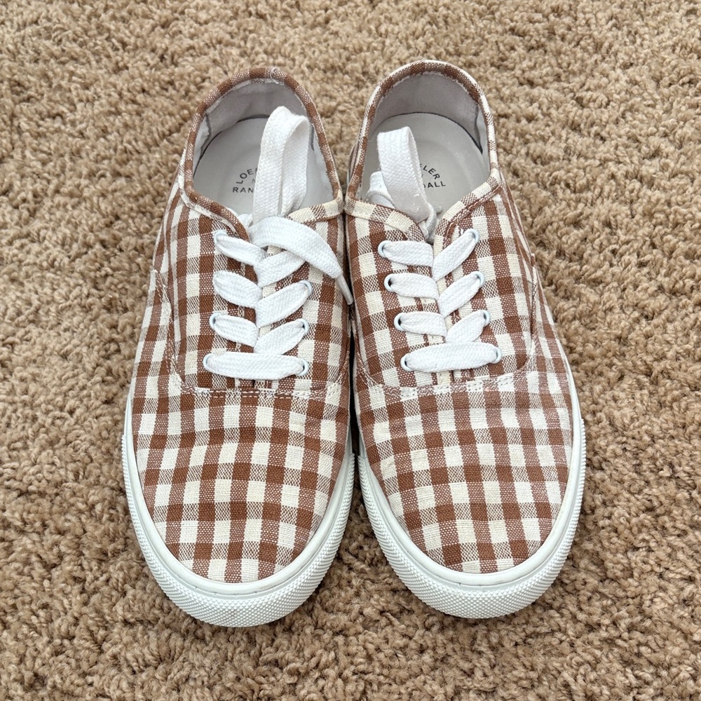 Loeffler Randall Brown Checkered Kids Sneakers